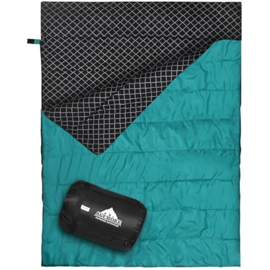 Cotton Flannel Double Sleeping Bag for Camping Backpacking or Hiking Queen Size 2 Person Waterproof Sleeping Bag for Adults or