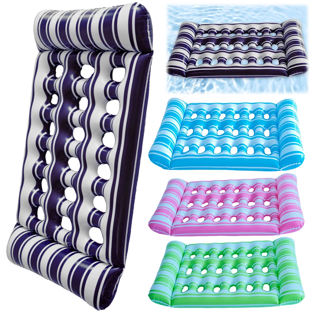 Inflatable Floating Swimming Mattress Sea PVC Hammock Recliner Chair Foldable Floating Lounger Air Mat Pool Party  Lounge Bed
