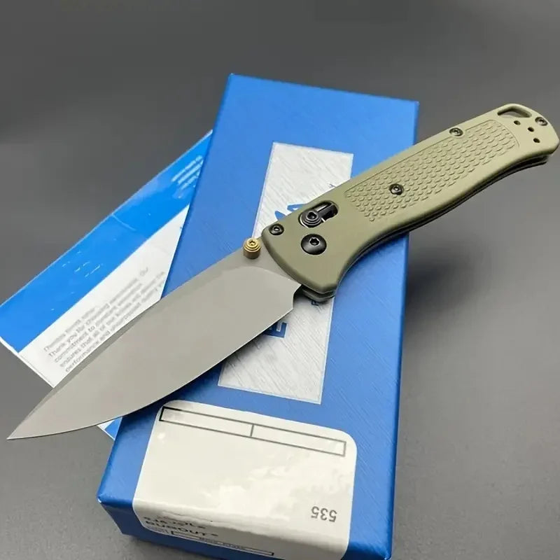 Folding BM 535 Blue/khaki Handle EDC Knife 440C Blade Nylon Fiber Handle Portable Hiking Camping Hunting knife Outdoor Tool