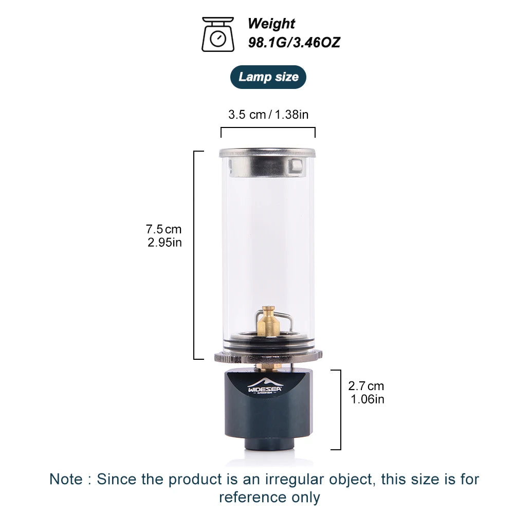 Widesea Camping Gas Lamp High Temperature Explosionproof Glass Design Can Adjust Brightness Portable Operation Camping Necessary