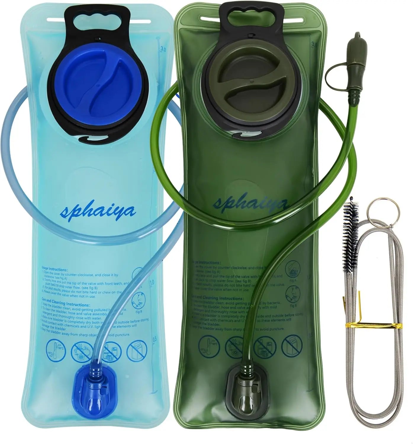 2 Pack Hydration Bladder 2L-3L with Cleaning Brush, Wide Opening Leak Proof Water Reservoir for Hiking Cycling Running Camping