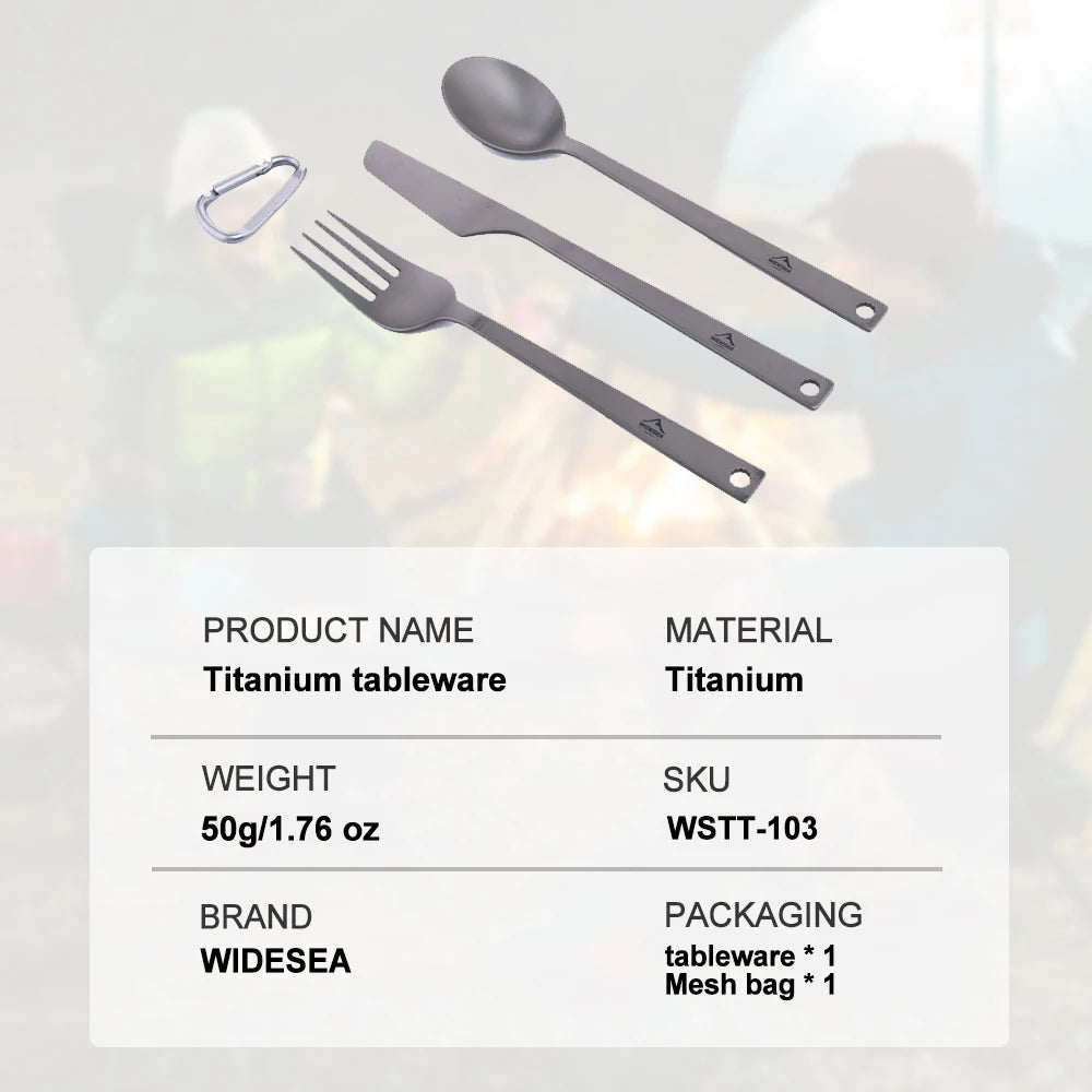 Widesea Titanium Spoon Fork Knife Set 50G Camping Tableware Ultralight  Travel Tourist Outdoor Cookware Gear Equipment