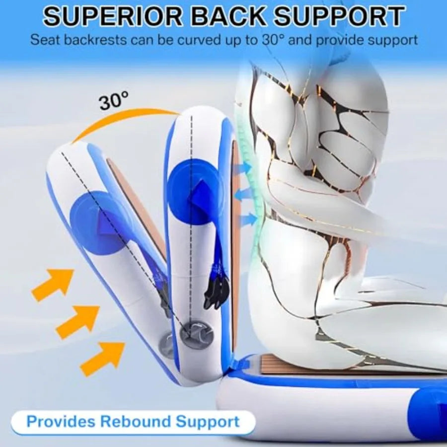 Inflatable Kayak Seat with Back Support Universal Sturdy Paddle Board Seats for Sit on Top Adjustable Blow Up Seat with Inflate
