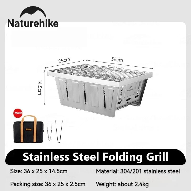Naturehike Stainless Steel Barbecue Grill Portable Outdoor Stove IGT Table Stove Folding Firewood Stove Barbecue Camping Stove