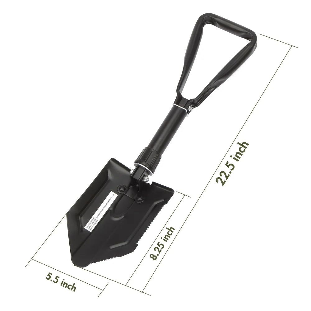Heavy Duty Foldable Steel Shovel Serrated Edge Locking Mechanism Lightweight Portable Compact Design Essential Survival Gear