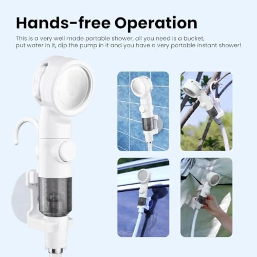 Portable Camping Shower Outdoor Camp Shower PumpUpgrade Rechargeable Electric Shower Pump with Intelligent Digital Display Mult