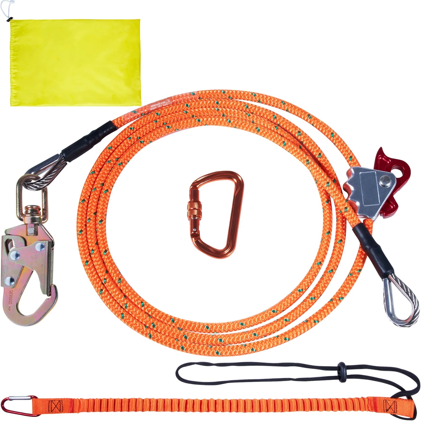 SucceBuy Steel Wire Core Flip Line Kit 25 KN Breaking Tension Solid Snap Hooks & Rope Grap for Arborists Tree Climbers Outdoors