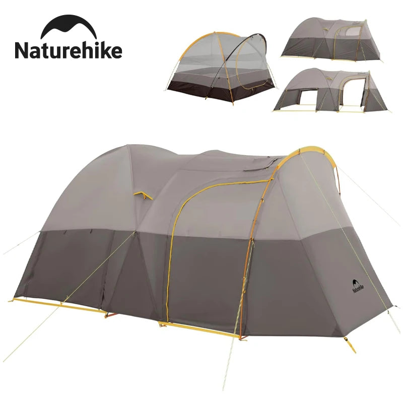 Naturehike KOTA6 Tunnel Tent 75D One Room One Living Room Large Space 4 SeasonTent Outdoor Travel Waterproof Tents With Chimney