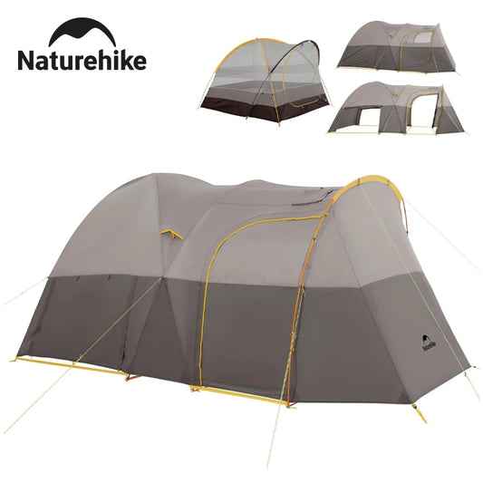 Naturehike KOTA6 Tunnel Tent 75D One Room One Living Room Large Space 4 SeasonTent Outdoor Travel Waterproof Tents With Chimney