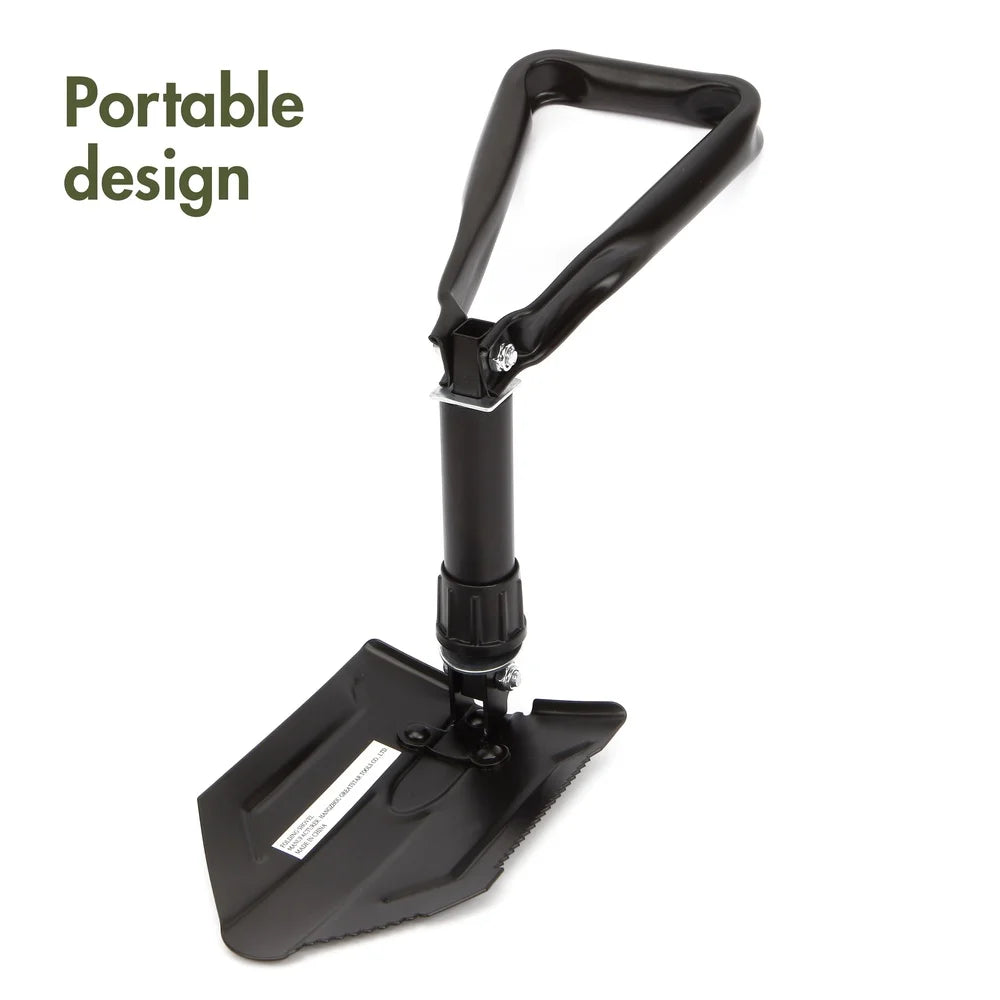 Heavy Duty Foldable Steel Shovel Serrated Edge Locking Mechanism Lightweight Portable Compact Design Essential Survival Gear