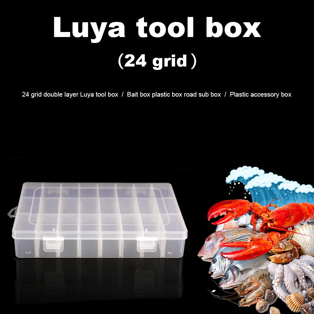 10/15/24 Grids Fishing Tackle Box Squid Jig Hard Lure Tool Case Visible Fishing Tackle Box Fishing Lure Bait Hooks Storage Box