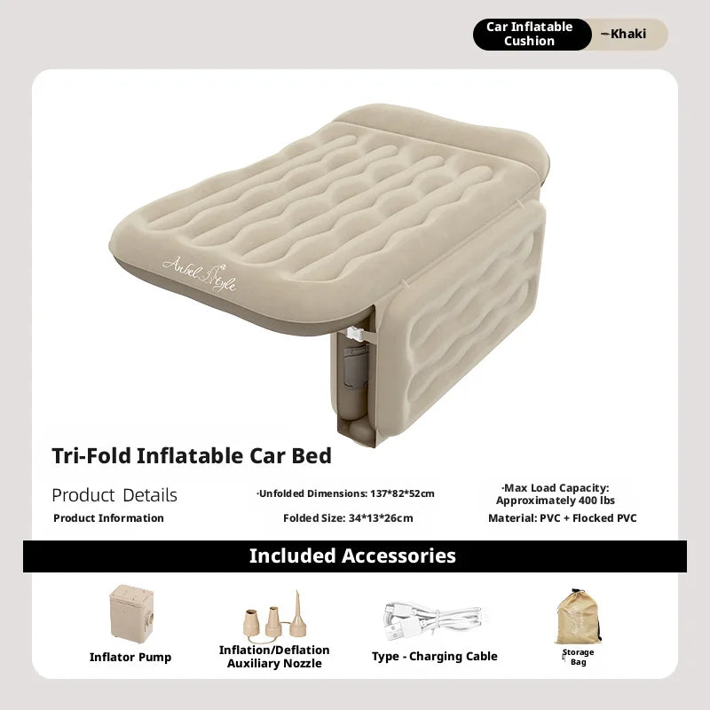 Anbelstyle Portable Inflatable Mattress Car SUV Air Bed Inflatable Sof Inflatable Air Mattres Car Mattress Set for Road Trips