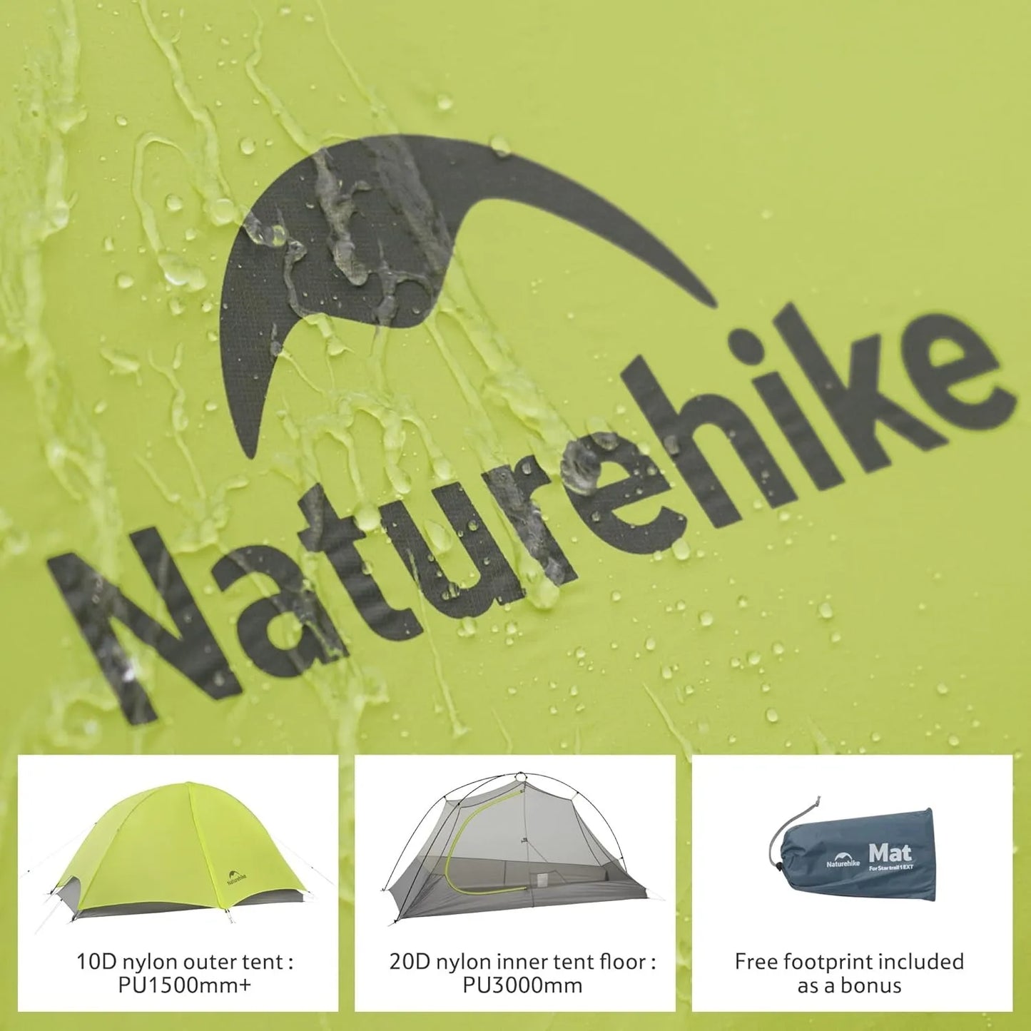 Naturehike Trekking Tent Star Trail EXT Tent Outdoor Hiking Waterproof Tent Double Layer 10D Nylon Cycling Backpacking Tent