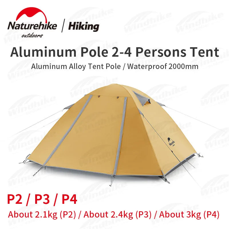 Naturehike Camping Tent 2 3 Persons Portable Waterproof Backpacking Tent Double-layer Outdoor Hiking Travel Camping Equipment