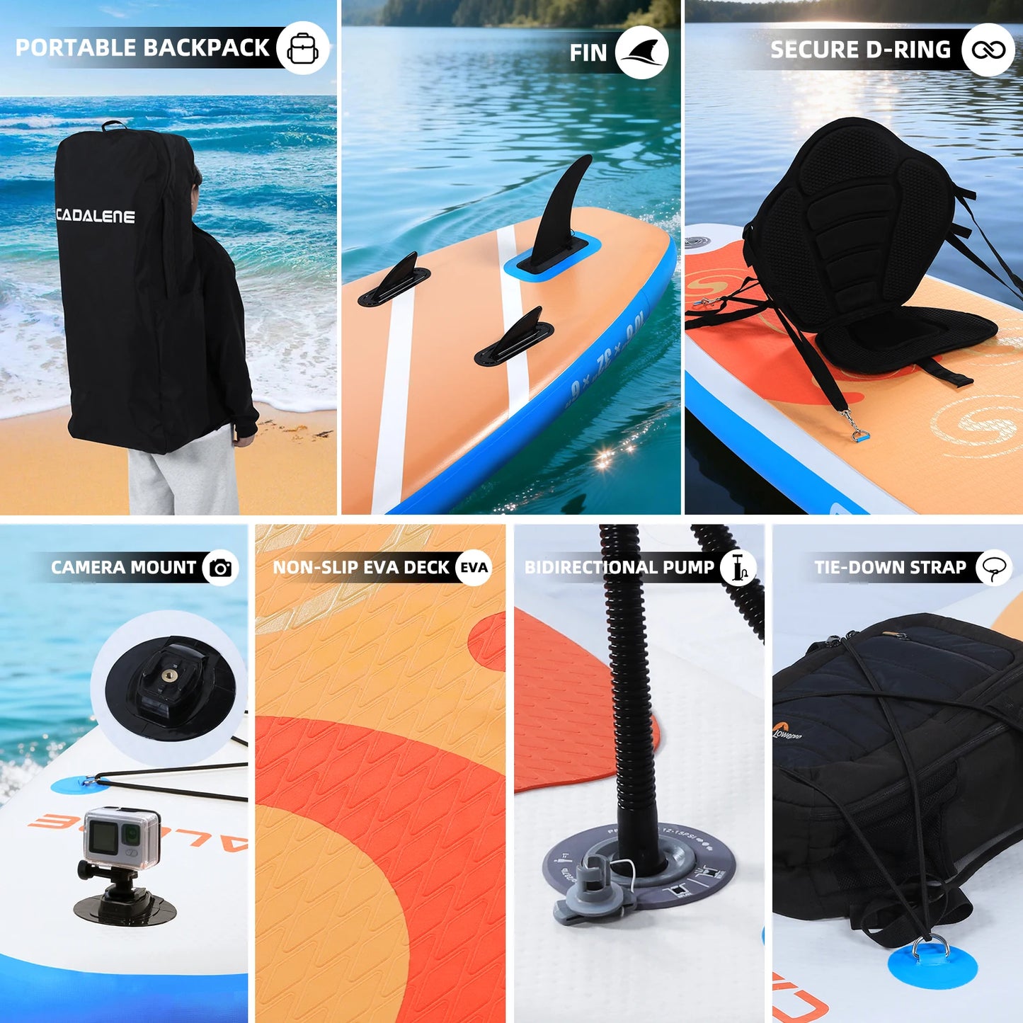 CADALENE Inflatable Stand Up Paddle Board with SUP Accessories, 10'6'' Inflatable PaddleBoard for Adults & Youth