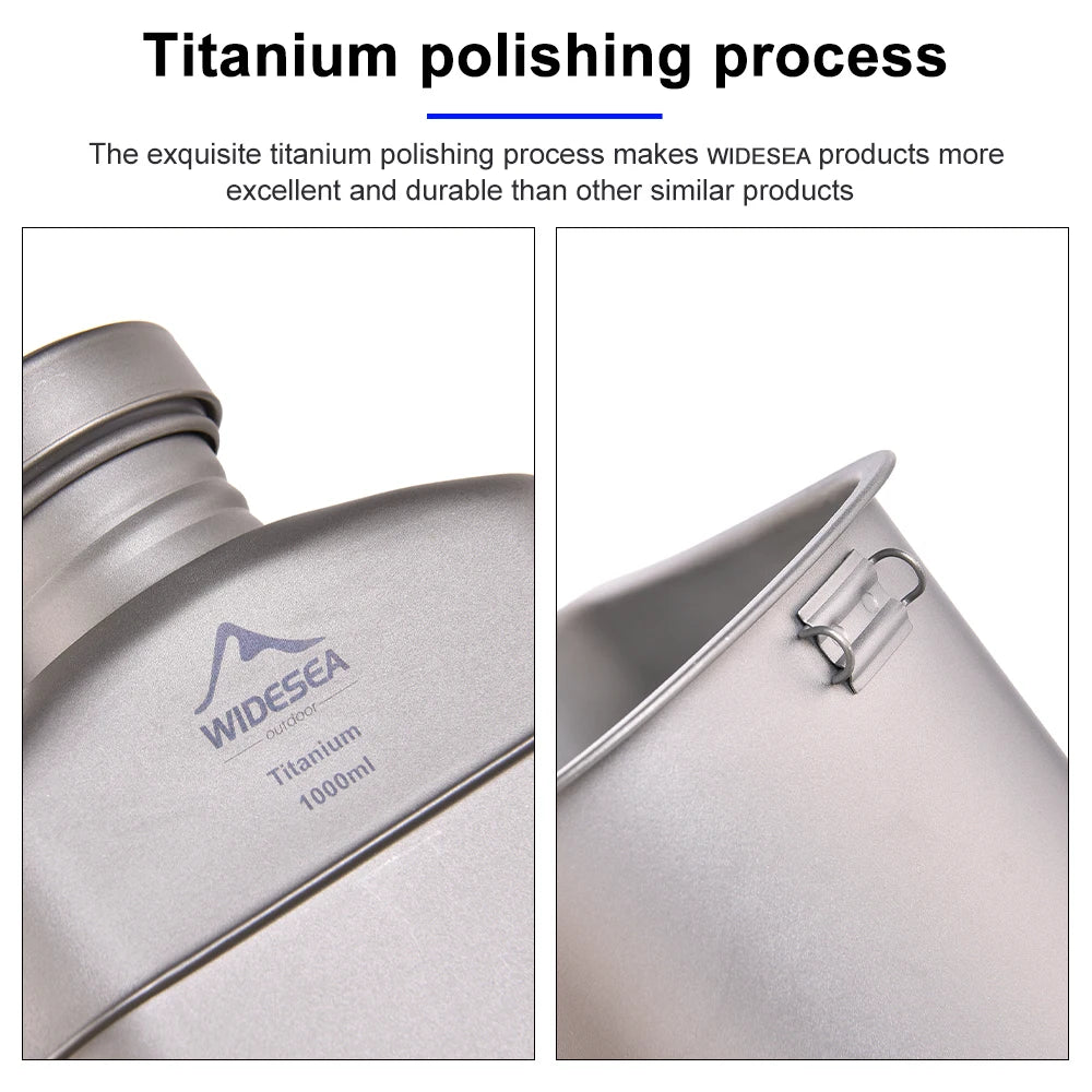 Widesea Camping Titanium Dinner Lunch Box Set Outdoor Bottle Cookware Cup Travel Tableware Bowler Tourist Kitchen Pot Equipment