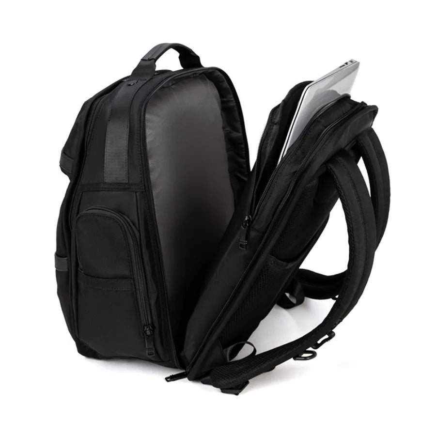 【New Arrival】Black Multi-Pocket Business Laptop Backpack, Water Resistant Professional Travel Daypack, Durable Office & Commute Bag for Men