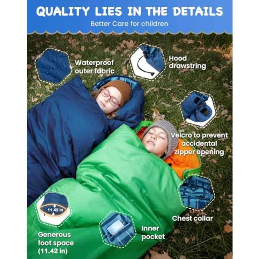 45°F Sleeping Bag Lightweight Waterproof and Compact Flannel Sleeping Bags Cold Weather and Warm Youth Essentials Gear Accessor