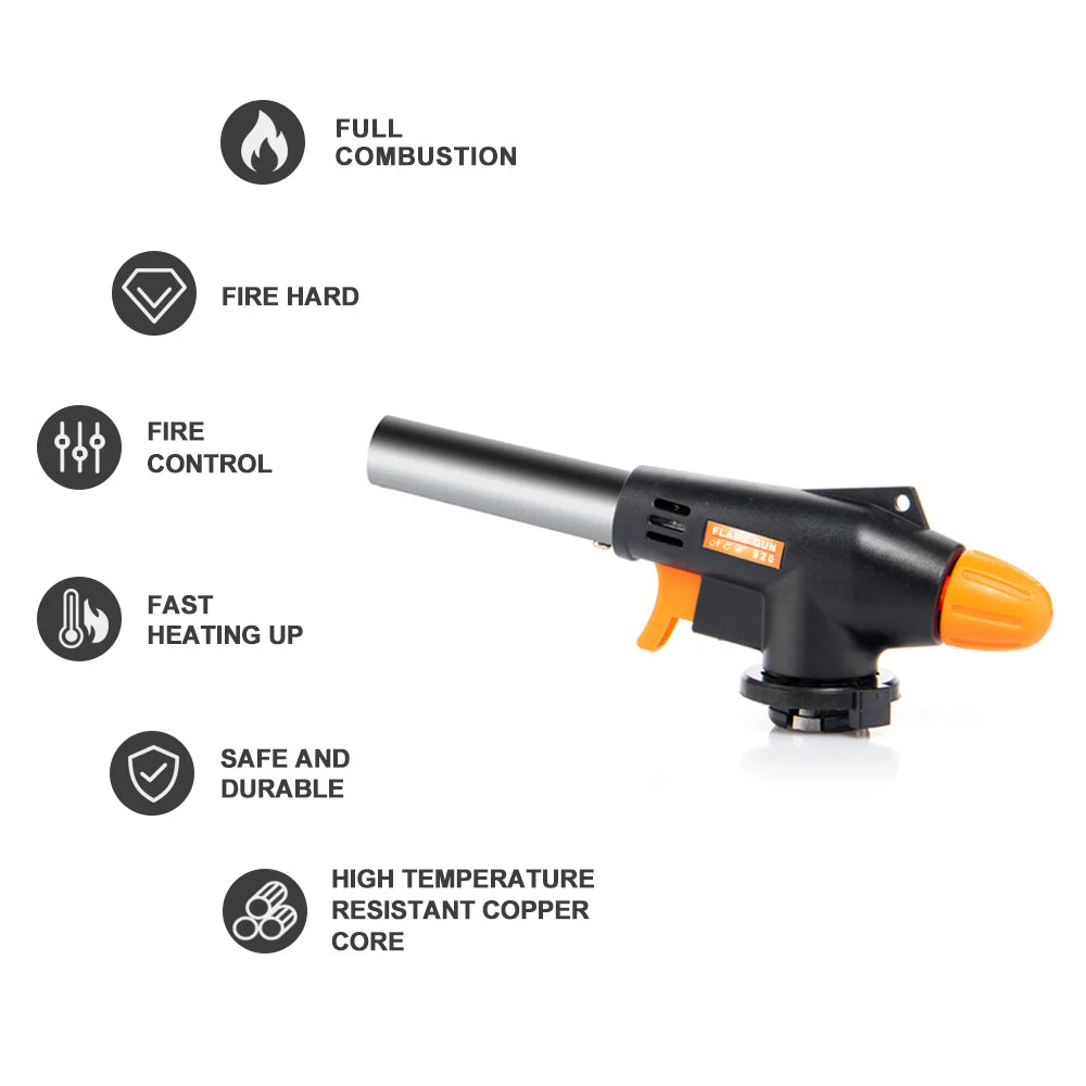 Widesea Camping Flame Gun BBQ Cooking Welding Gas Torch Nozzle Outdoor Ignition Flamethrower Heat Butane Burner Spray Equipment