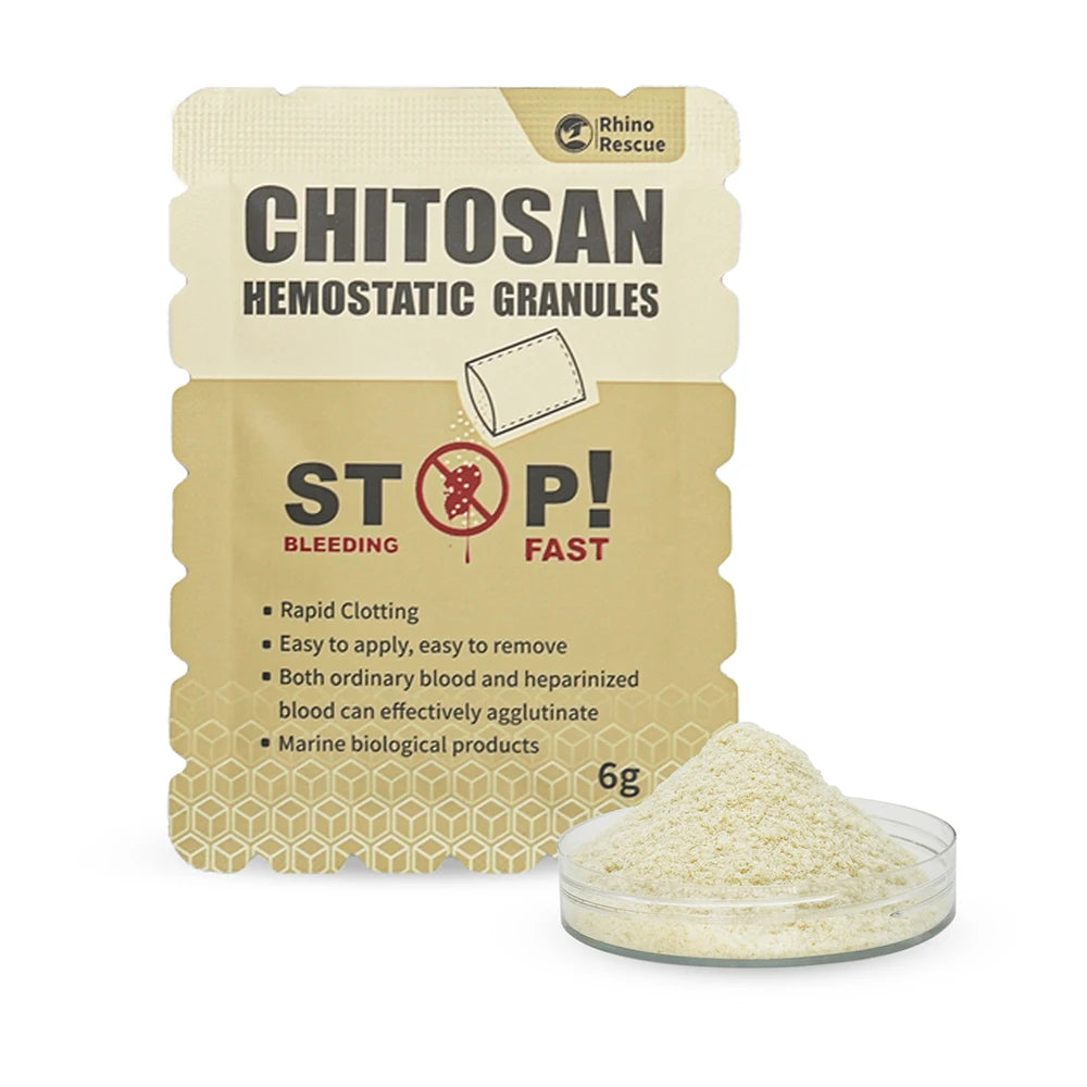 RHINO RESCUE 6g Chitosan Hemostatic Granul | Fast Clotting & Portable for Emergency, Wound Care, Outdoor &  | No-Residue First A