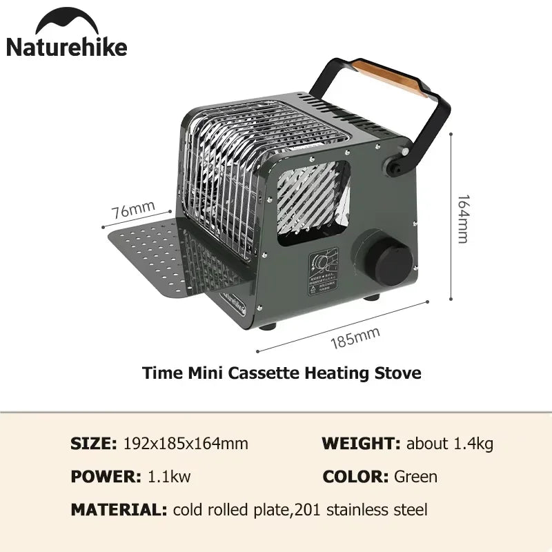 Naturehike Portable 3-in-1 Camping Heater with Insulated Shelf & Handle Outdoor Mini Gas Burner Cassette Heating Stove