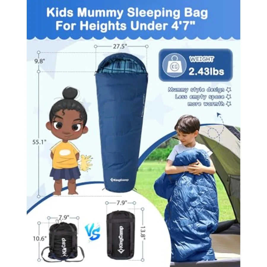 45°F Sleeping Bag Lightweight Waterproof and Compact Flannel Sleeping Bags Cold Weather and Warm Youth Essentials Gear Accessor