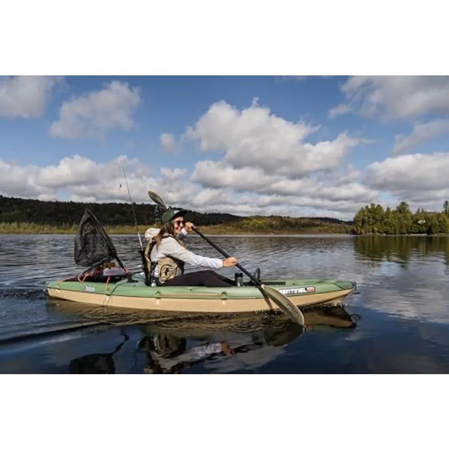 Angler sit-on-top fishing kayak for freshwater and saltwater use, polyethylene hull in teal blue with ergonomic Ergolounge seat