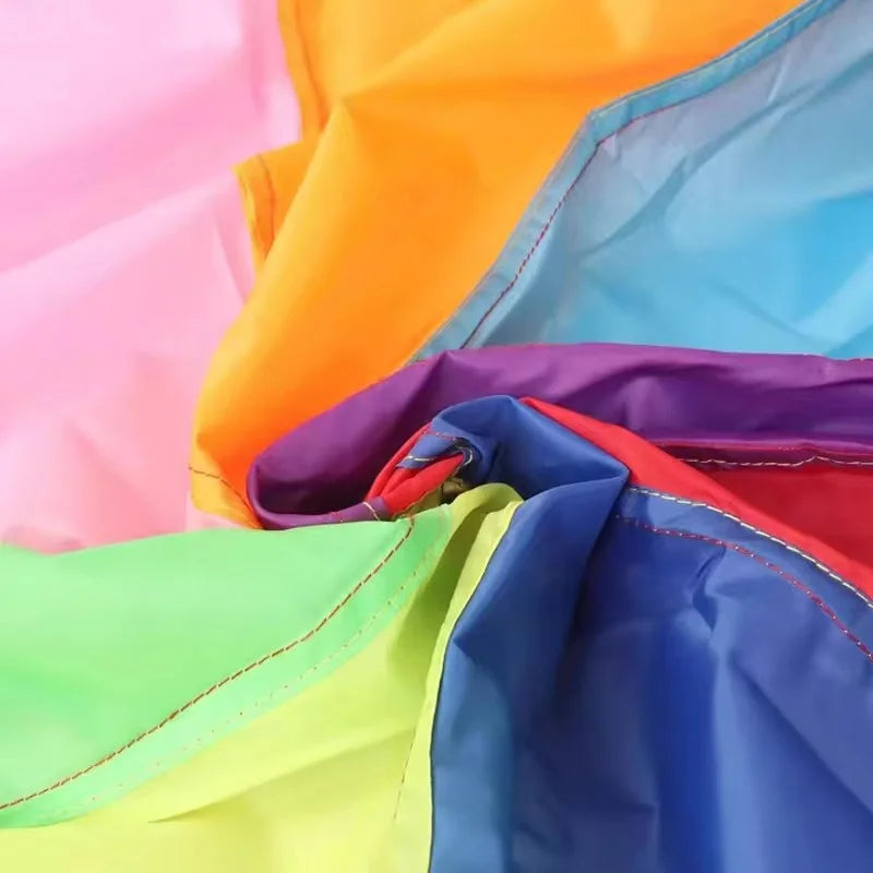 Multiple People Outdoor Camping Rainbow Umbrella Parachute Toy Jump-Sack Ballute Play Interactive Teamwork Game Toy For Kids