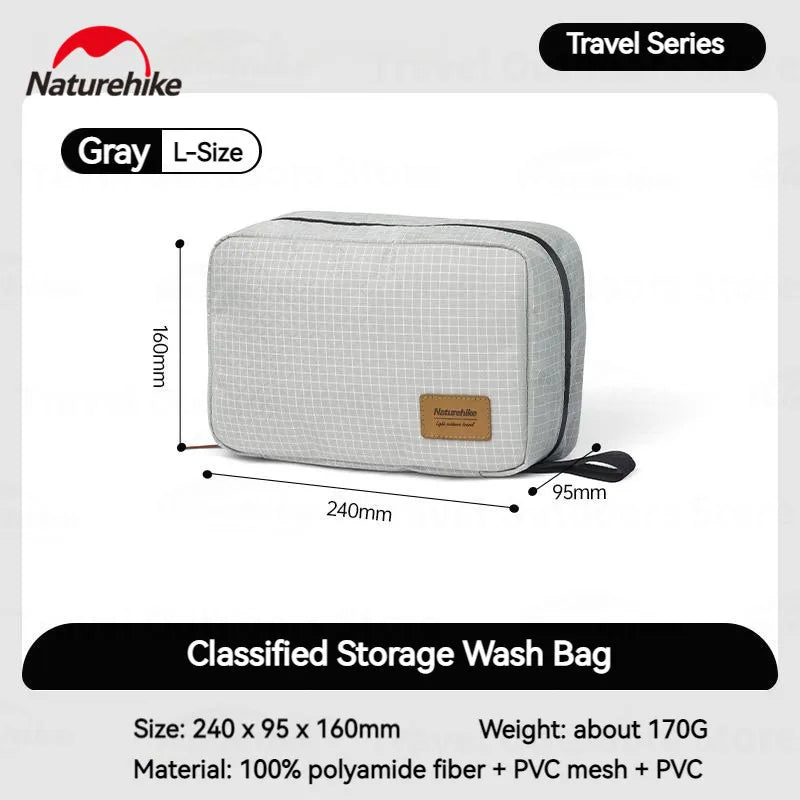 Naturehike SN03 Outdoor Hanging Toiletry Bag Water-proof Cosmetic Storage Bag PVC Wet Dry Separated Bags Camping Hiking Wash Bag