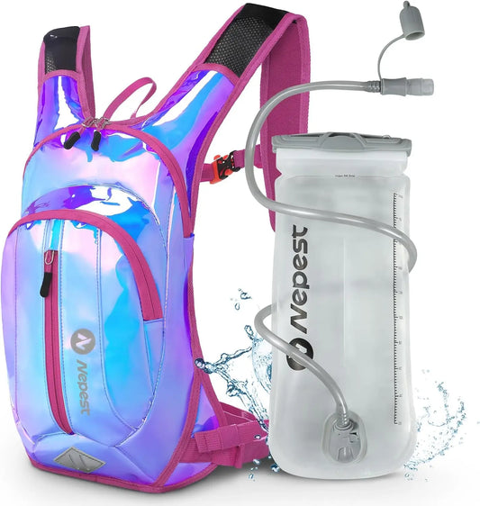 Hydration Pack Backpack 2L Water Bladder for Hiking Cycling Running, Lightweight Adjustable with Multiple Pockets