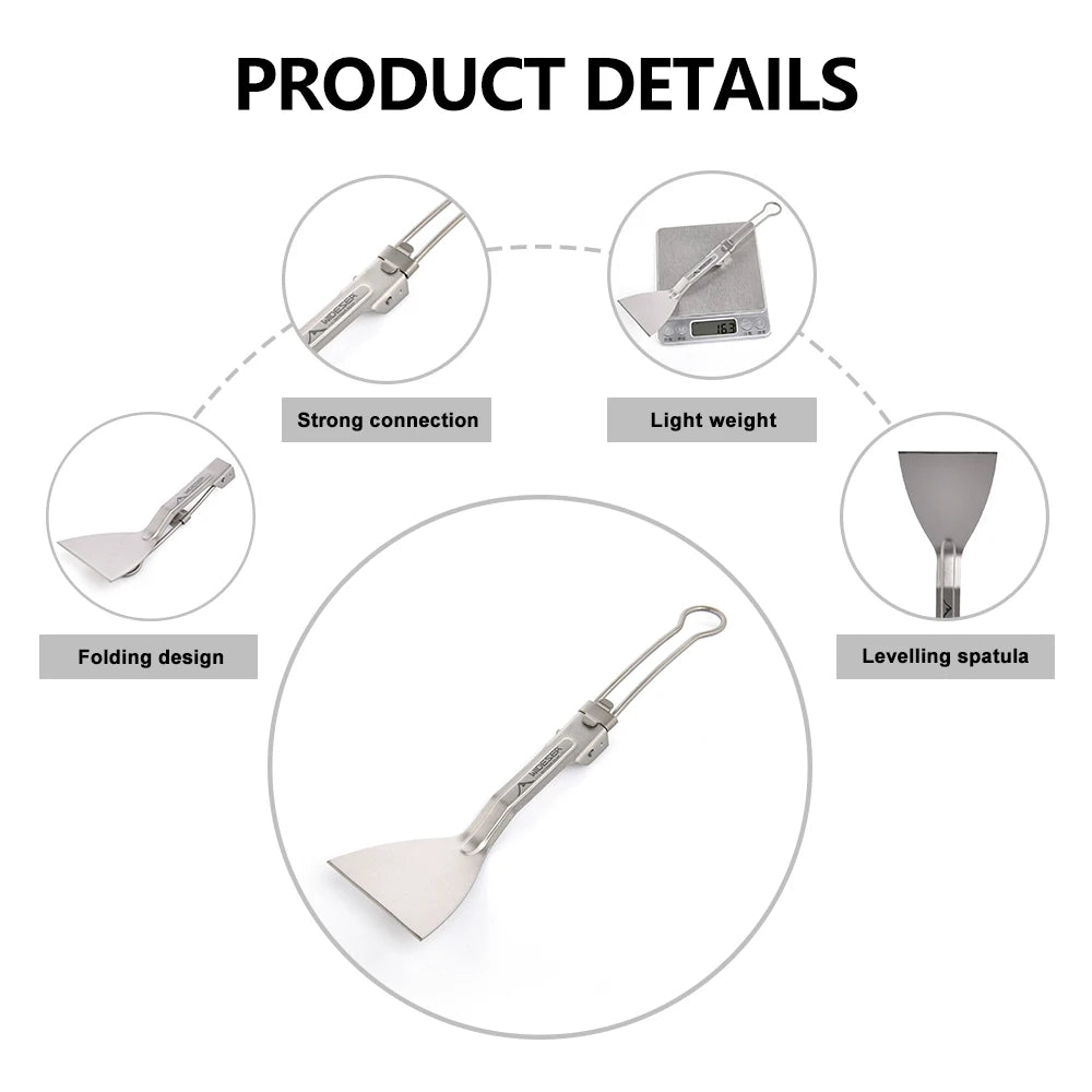 Widesea Camping Titanium Folding shovel Meet Edible Standards Handle Folding Save Space Well  Picnic Cooking Picnic Equipment