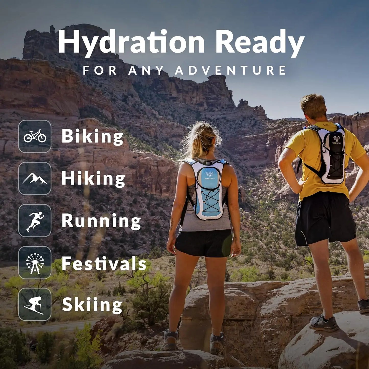 Water Buffalo Hydration Backpack 2L Water Bladder Lightweight Hydration Pack for Hiking Running Biking Raves Road Runner 12L