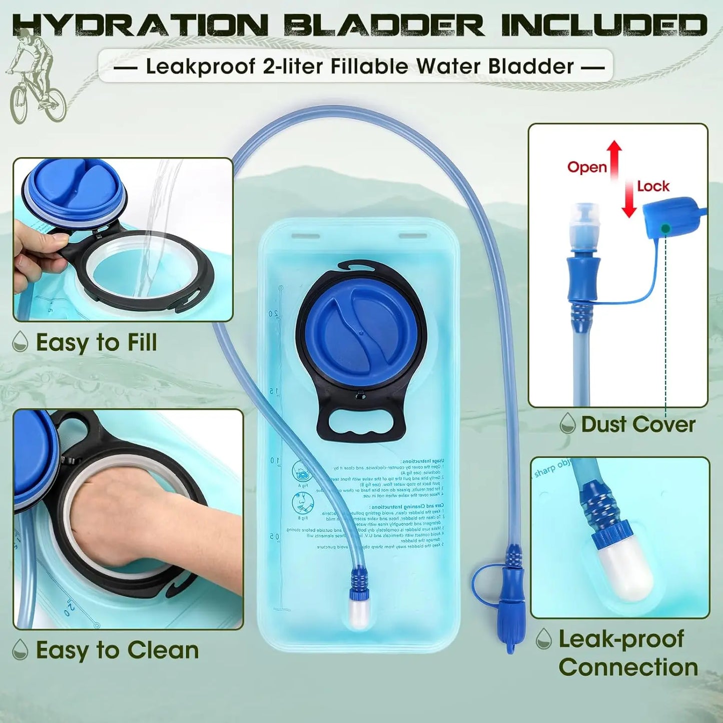 Hydration Backpack with Water Bladder 18L Lightweight Hiking Backpack Insulated Water Pack for Hiking Running Cycling Biking