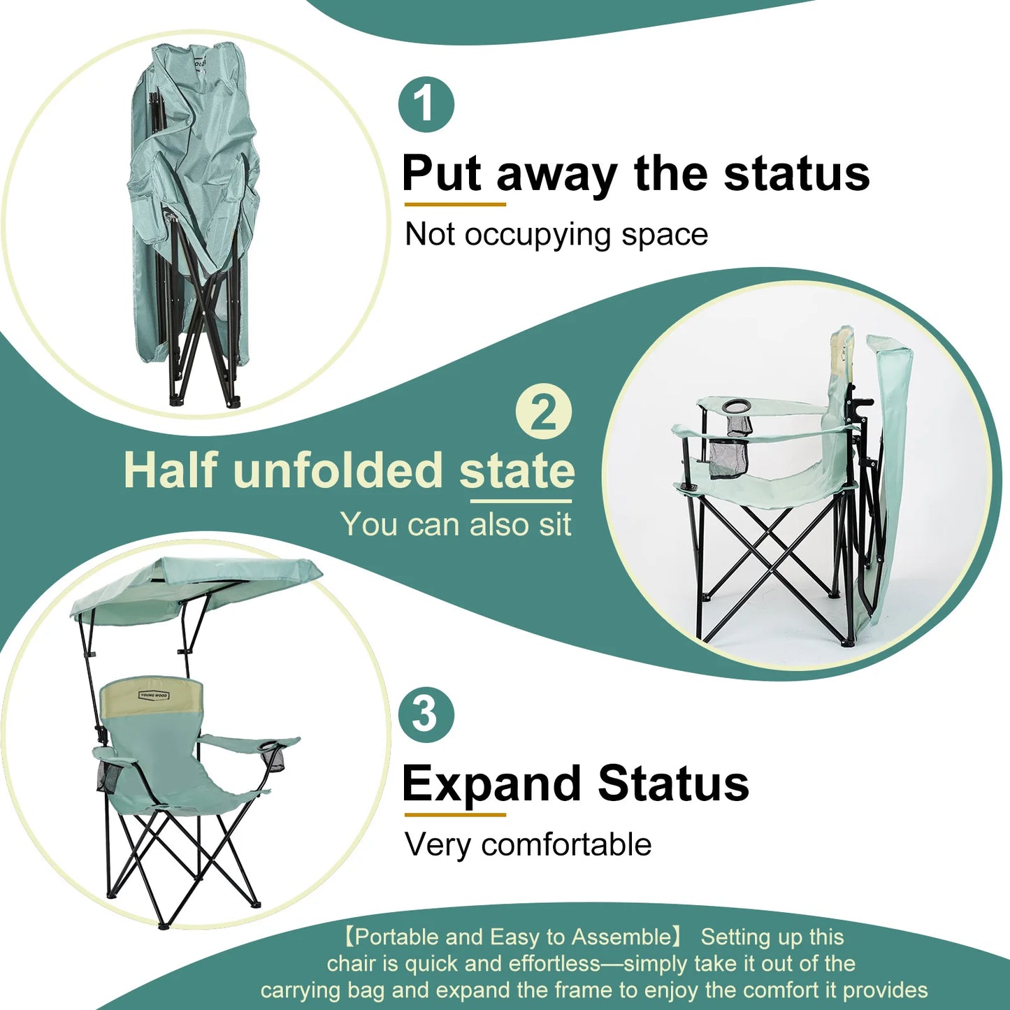 Outdoor Furniture YoungWood Portable Folding Camping Chair With Armrests Lightweight Travel Chair Aluminum Alloy Fishing Chair