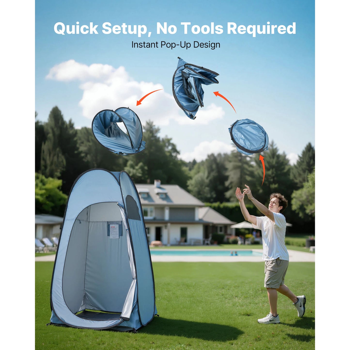 SucceBuy Pop up Shower Tent Instant Portable Privacy Tent Changing Room with Ground Stakes Ropes and Carry Bag 190T Polyester