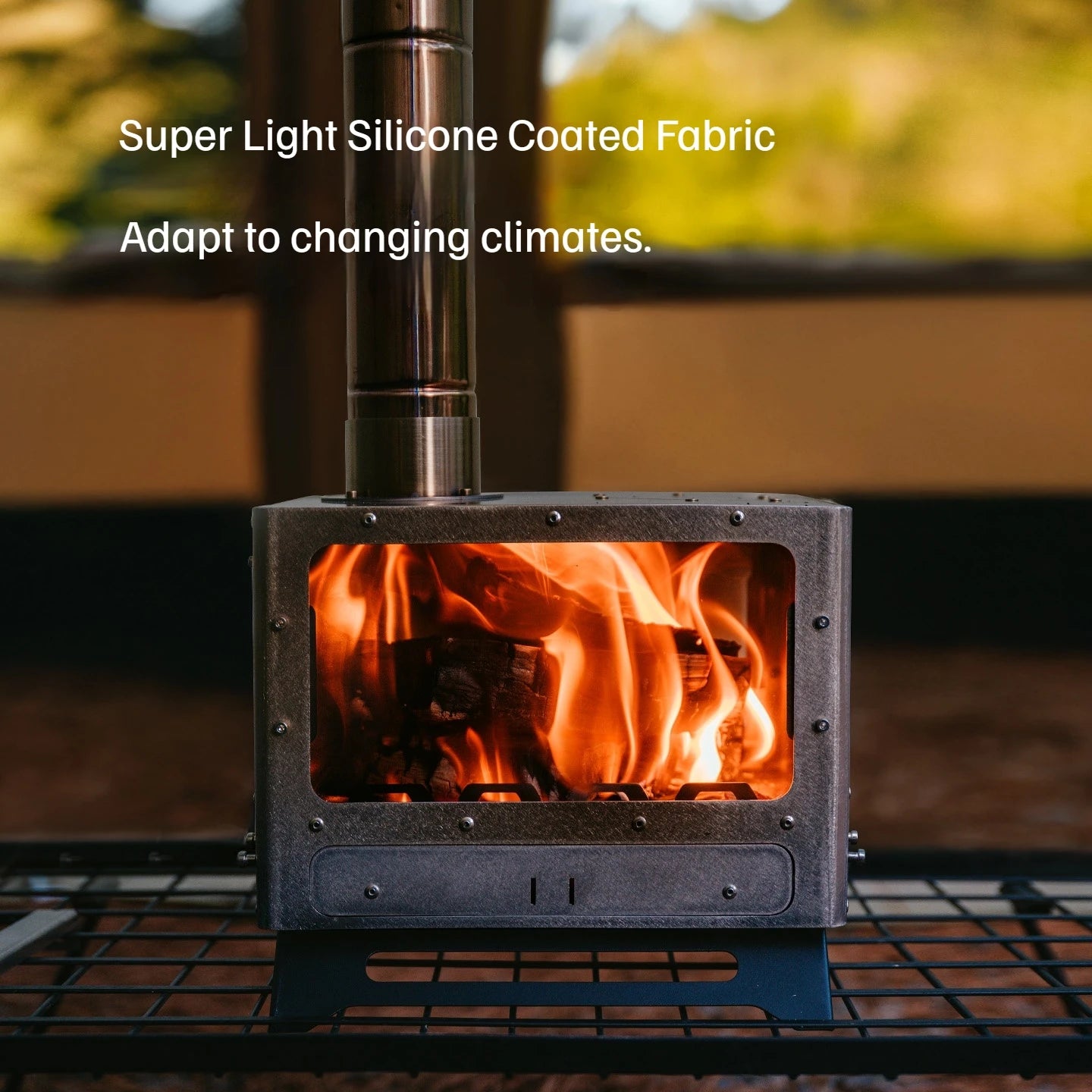 Naturehike Outdoor Wood Stove Tent Heater Stainless Steel Glass Fire Observation Boil Tea Portable Camping Furance with Chimney