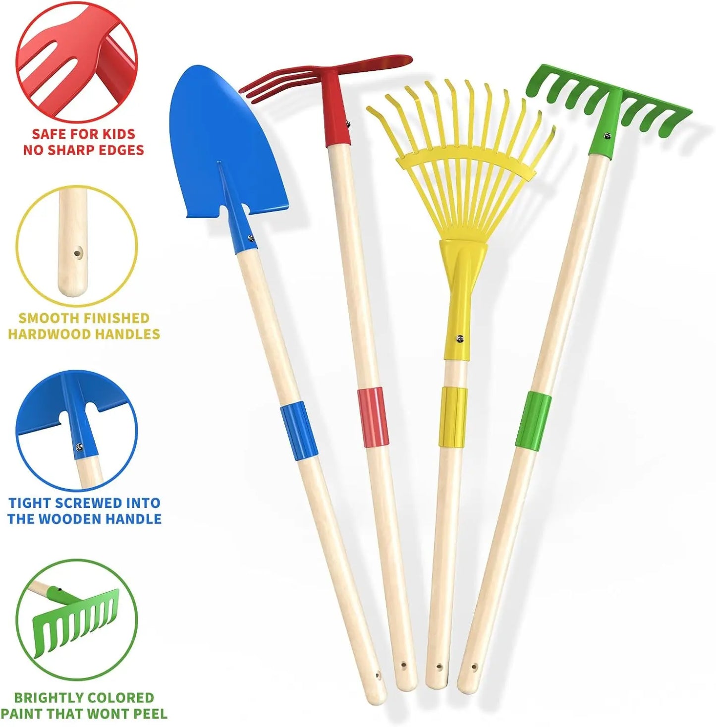Kids Wheelbarrow Set with Gardening Tools for Outdoor Backyard Play, Toddlers Boys Girls 3-8, Easter Birthday Gifts