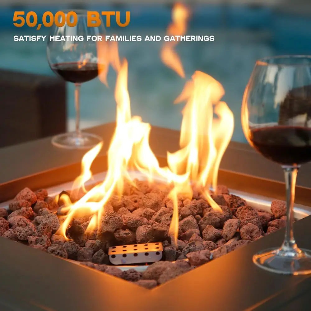 50,000 Propane ire Pit Outdoor, 28 inch Propane ire Pit Table Square, Gas irts or Outside Patio, Garden, Backyard