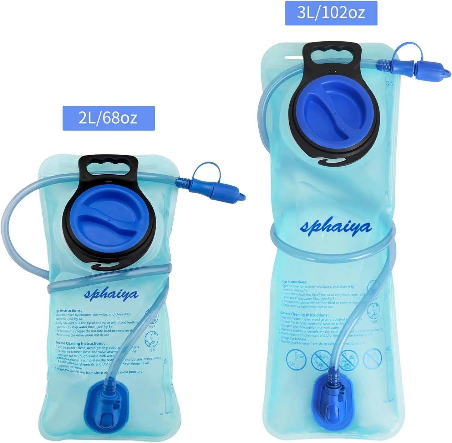 2 Pack Hydration Bladder 2L-3L with Cleaning Brush, Wide Opening Leak Proof Water Reservoir for Hiking Cycling Running Camping