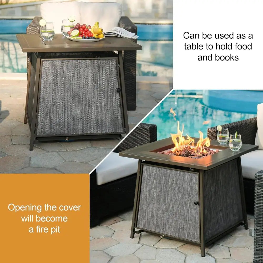 50,000 Propane ire Pit Outdoor, 28 inch Propane ire Pit Table Square, Gas irts or Outside Patio, Garden, Backyard
