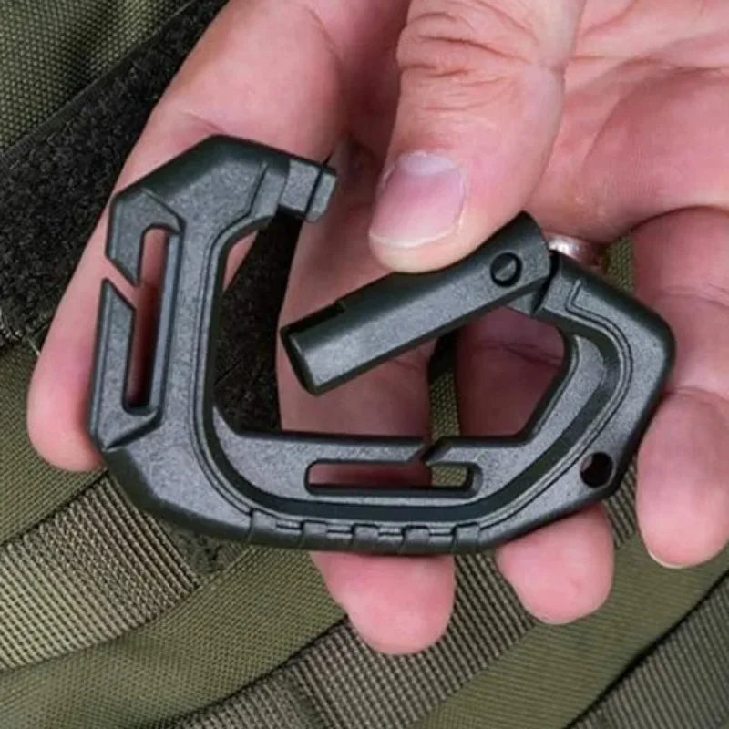 5/10Pcs Tactical Carabiner Set Plastic Steel Quick Hook Webbing Grimlock Lock Keychain Outdoor Backpack Karabiner Buckle