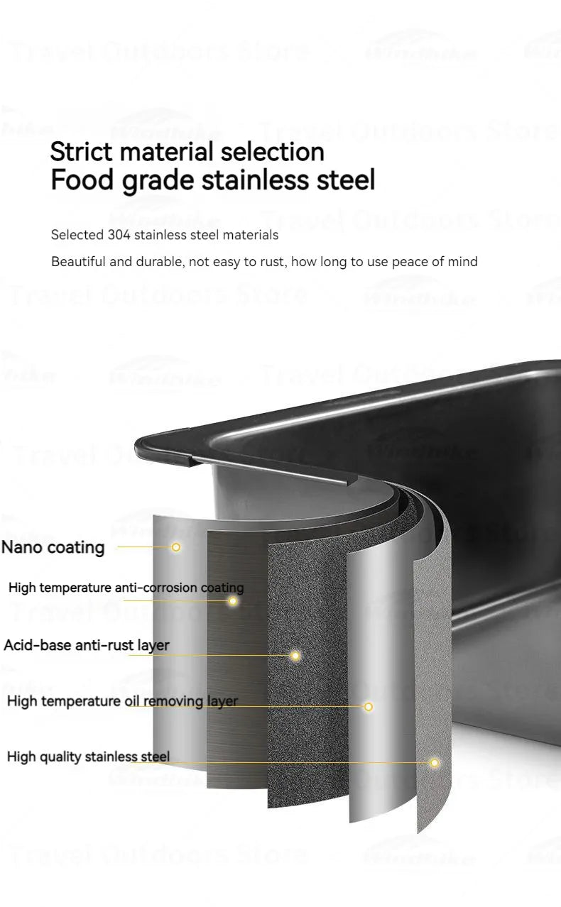 Naturehike Washing Sink Stainless Steel Outdoor Cookware Basin Camping Washbasin Multi Tool Kitchen Camp Accessories Supplies