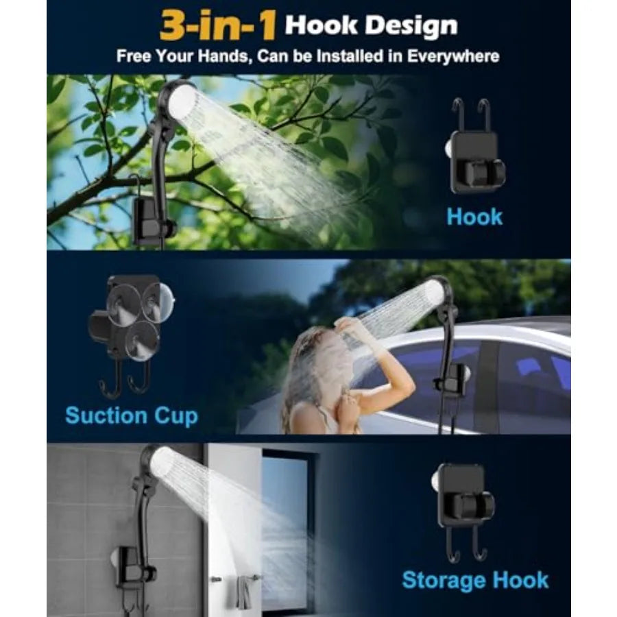 WADEO Portable Shower for Camping Outdoor Electric Shower Rechargeable Pump with 20L Collapsible Bucket Camping Shower Light fo