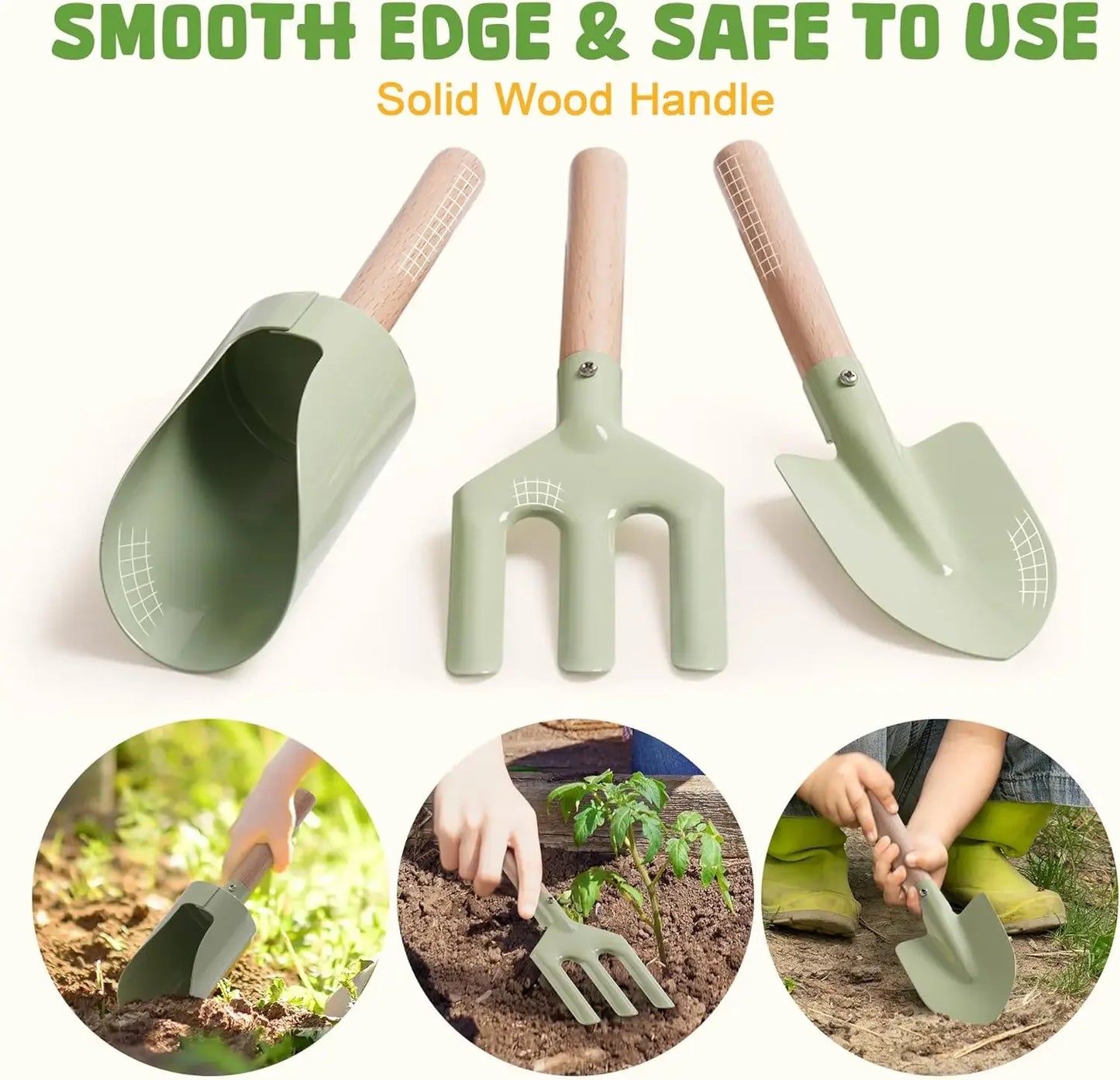 Robotime Gardening Tools 17 PCS Toddler Gardening Set Children's Gardening Tools Metal All in One Kit for Boys Girls Outdoor Toy