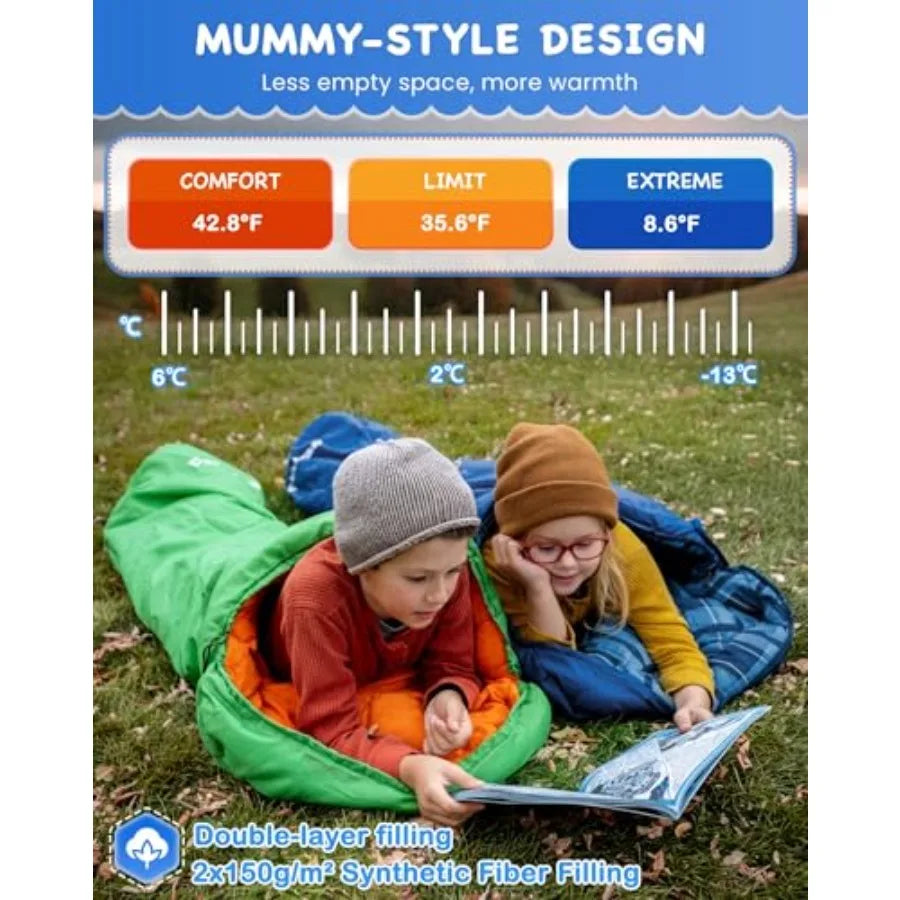 45°F Sleeping Bag Lightweight Waterproof and Compact Flannel Sleeping Bags Cold Weather and Warm Youth Essentials Gear Accessor