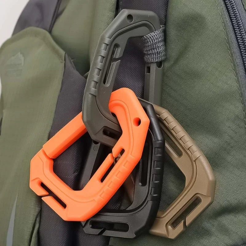 5/10Pcs Tactical Carabiner Set Plastic Steel Quick Hook Webbing Grimlock Lock Keychain Outdoor Backpack Karabiner Buckle