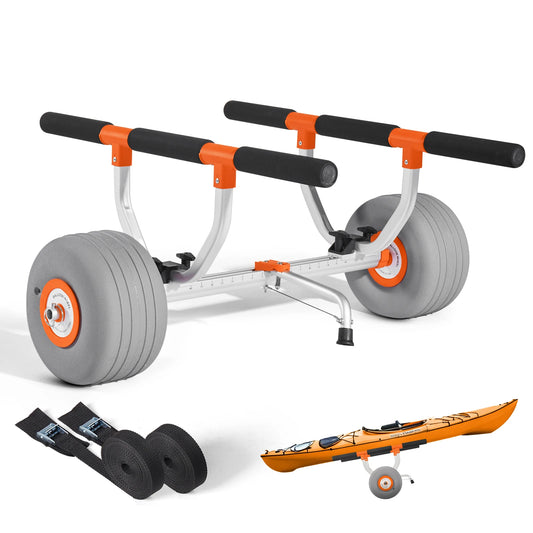 SucceBuy 350 lbs Kayak Cart Trolley with 12in Inflatable PU Tires & 2 Straps Paddle Board Trolley for Carrying Kayaks Canoes