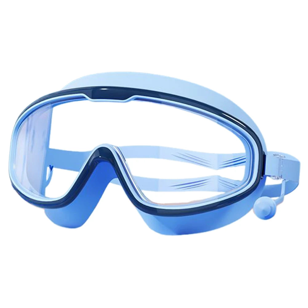 Kids Swim Goggles HD Swim Glasses with Earplugs UV Protection Swimming Goggles Large Frame Swim Sports Eyewear for Boys Girls