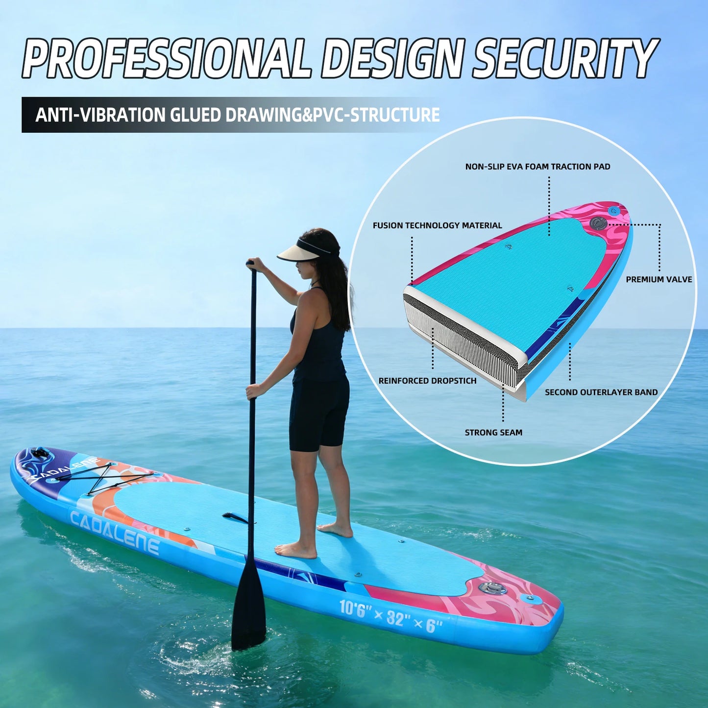 CADALENE Inflatable Stand Up Paddle Board, 10' 6" SUP PaddleBoard for Adults & Youth, with Camera Mount & Premium Accessories