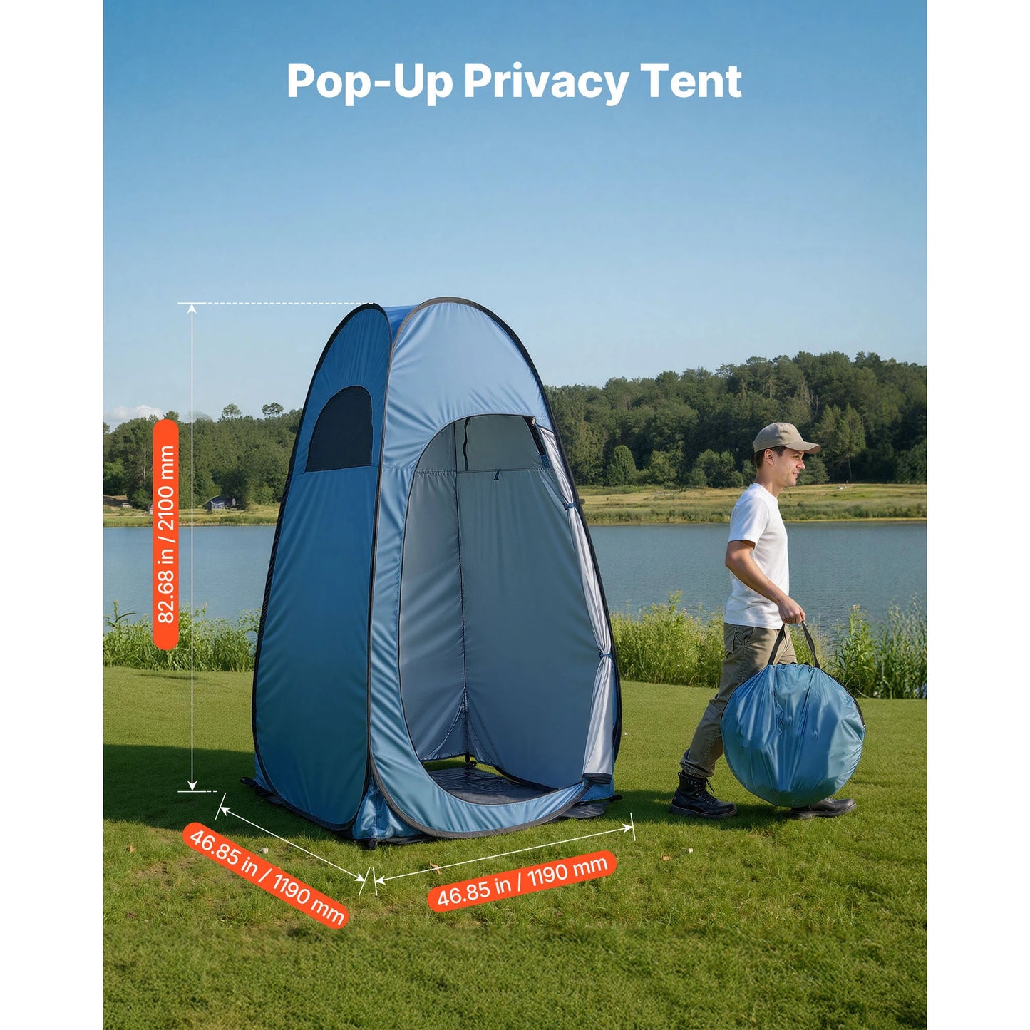 SucceBuy Pop up Shower Tent Instant Portable Privacy Tent Changing Room with Ground Stakes Ropes and Carry Bag 190T Polyester